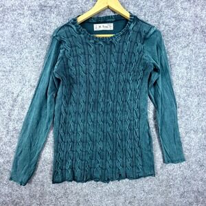 M.Rena Sweater Womens Small Teal Cable Knit Grunge Indie Sleaze Modal Tunic